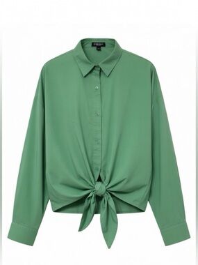 Oversized Express Green Button-Down Shirt - XL